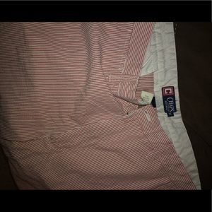 Red Striped flat front Shorts